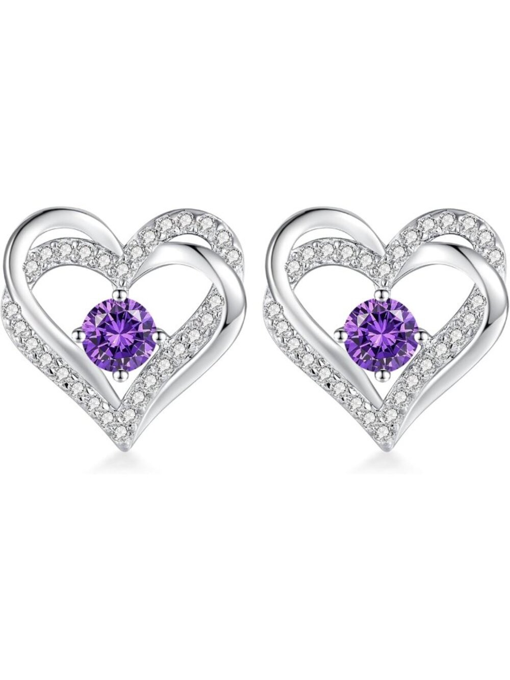 18K Rose Gold Heart Stud Earrings | Birthstone Jewelry Gifts for Women